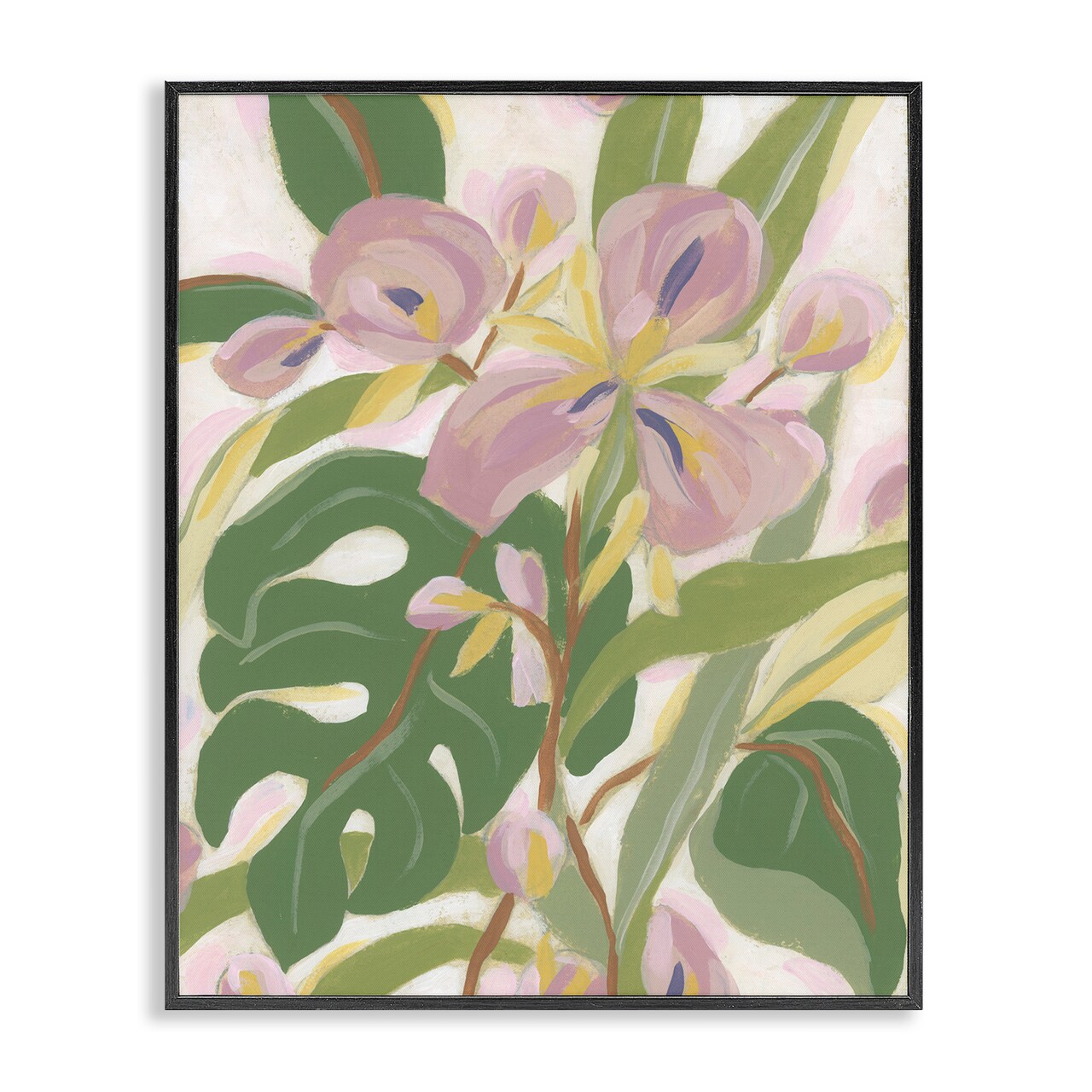 Stupell Industries Monstera & Pink Flower Framed Giclee Wall Art Design by June Erica Vess